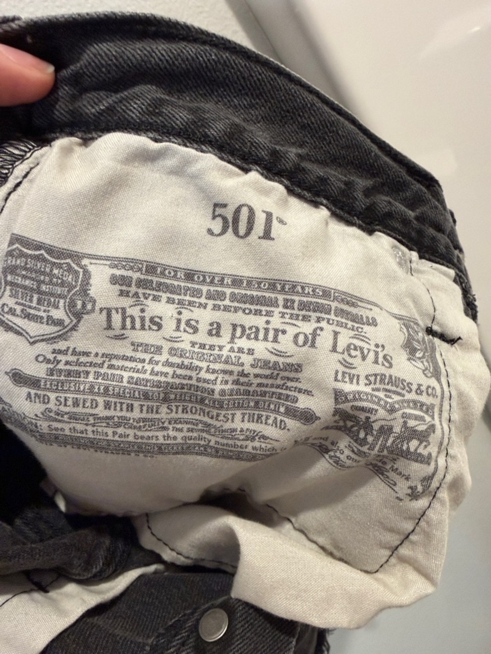 Levi's Black Frayed Hem Denim Cutoff Shorts - Picture 6 of 7